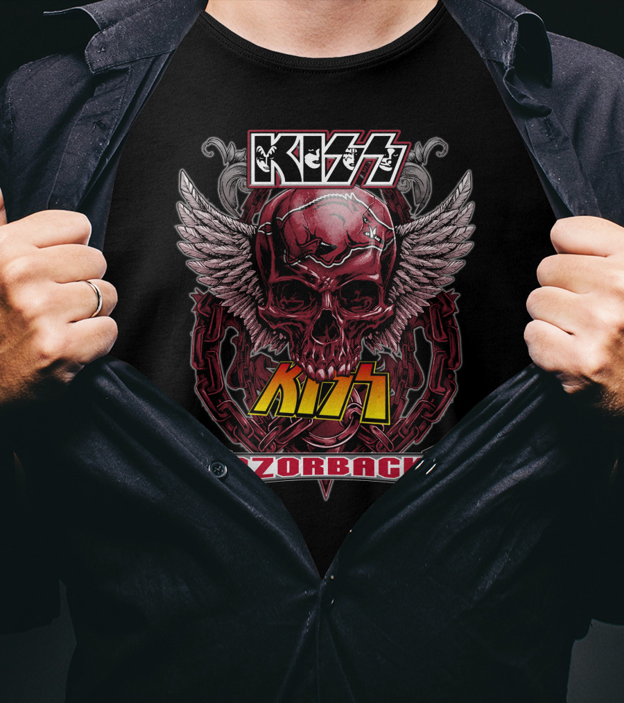 Kiss Razorbacks Winged Skull Chain T-Shirt
