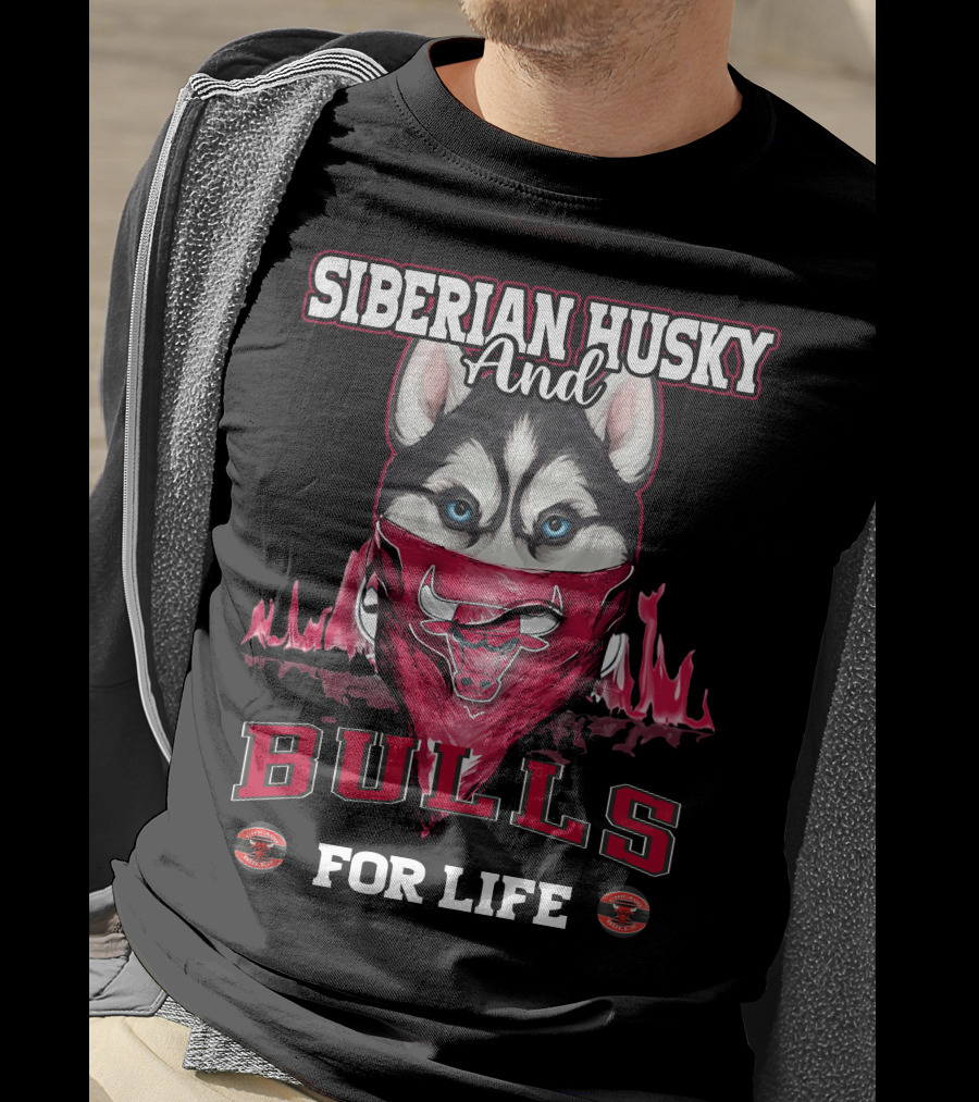 Siberian Husky And Chicago Bulls For Life T-Shirt