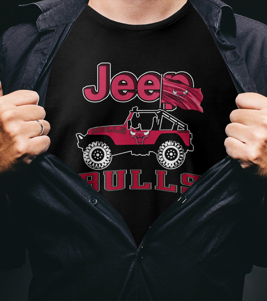 Jeep Bulls Chicago Bulls Flag T-Shirt