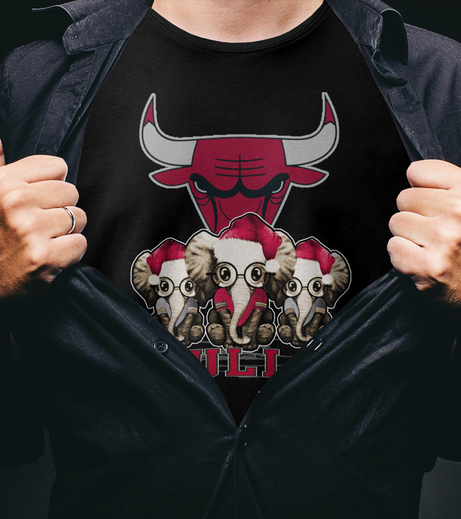 Elephant Christmas Chicago Bulls Holiday Trio T-Shirt