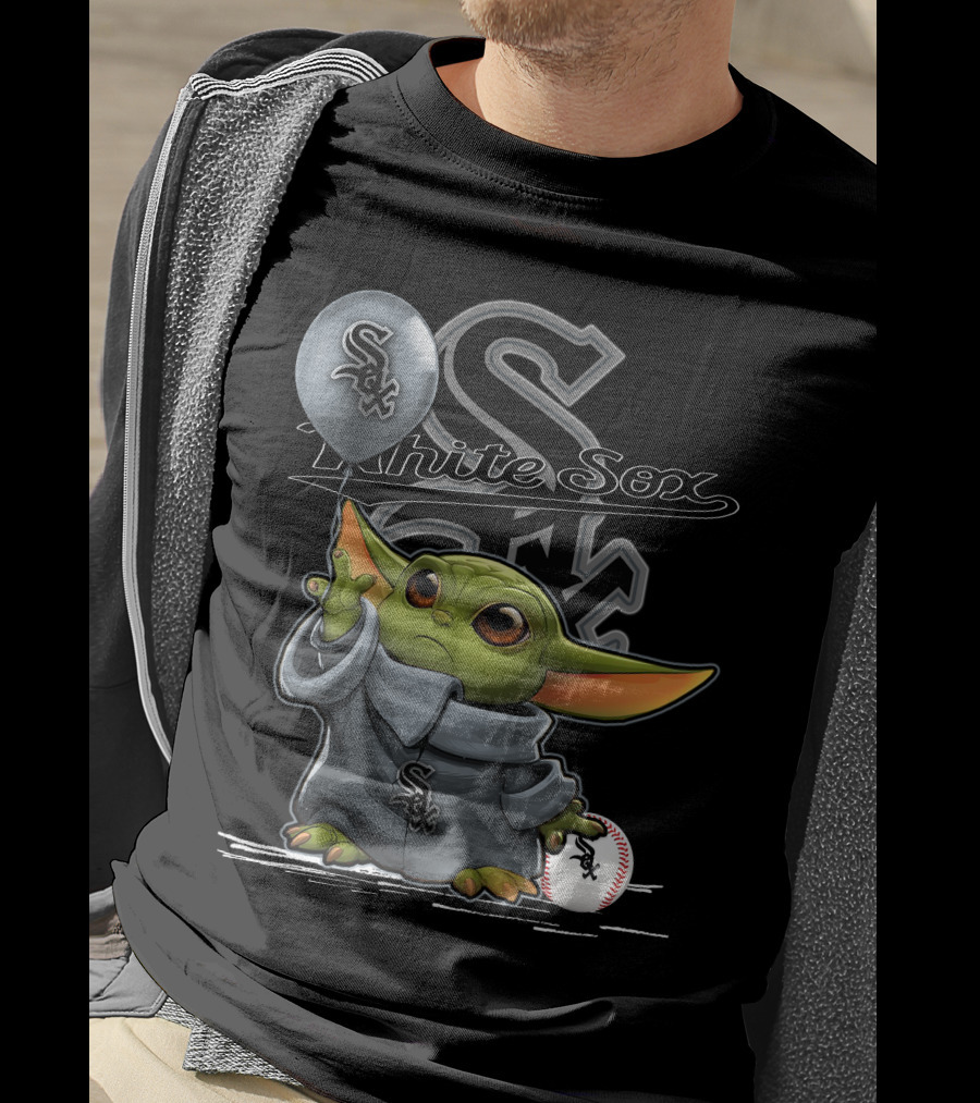 Yoda Chicago White Sox Balloon Baseball T-Shirt