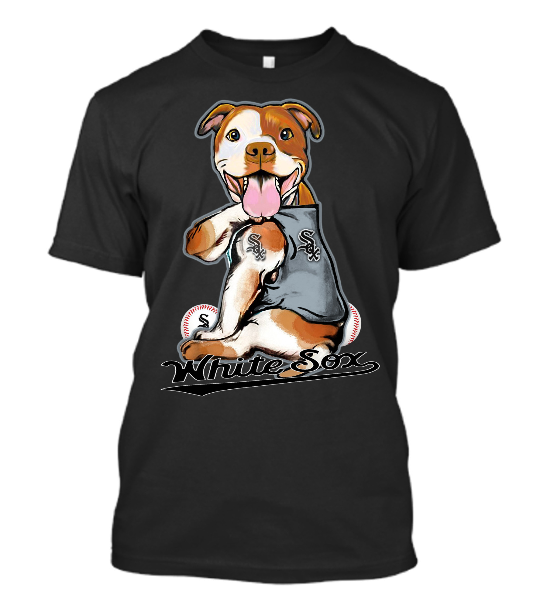Pittbull White Sox Baseball Dog T-Shirt