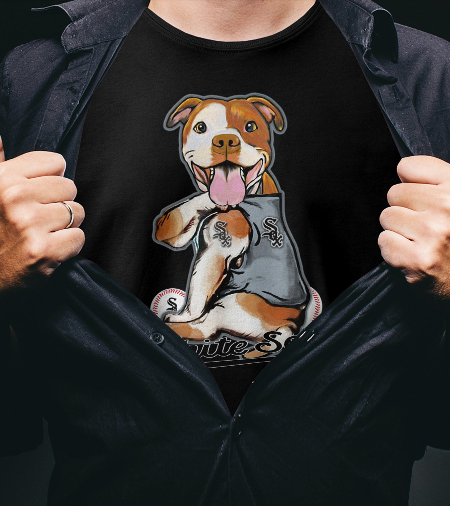 Pittbull White Sox Baseball Dog T-Shirt