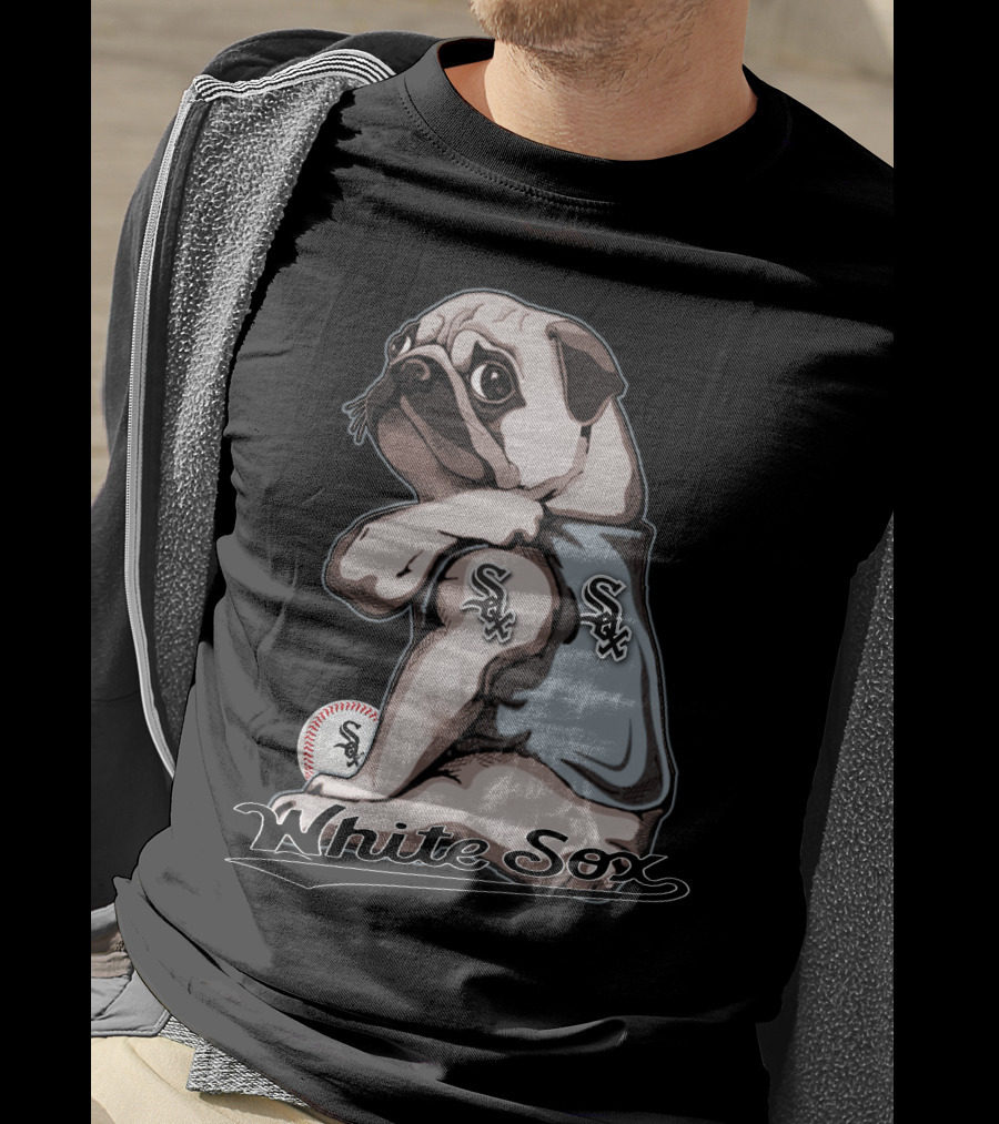Pug White Sox Baseball Team Fan T-Shirt