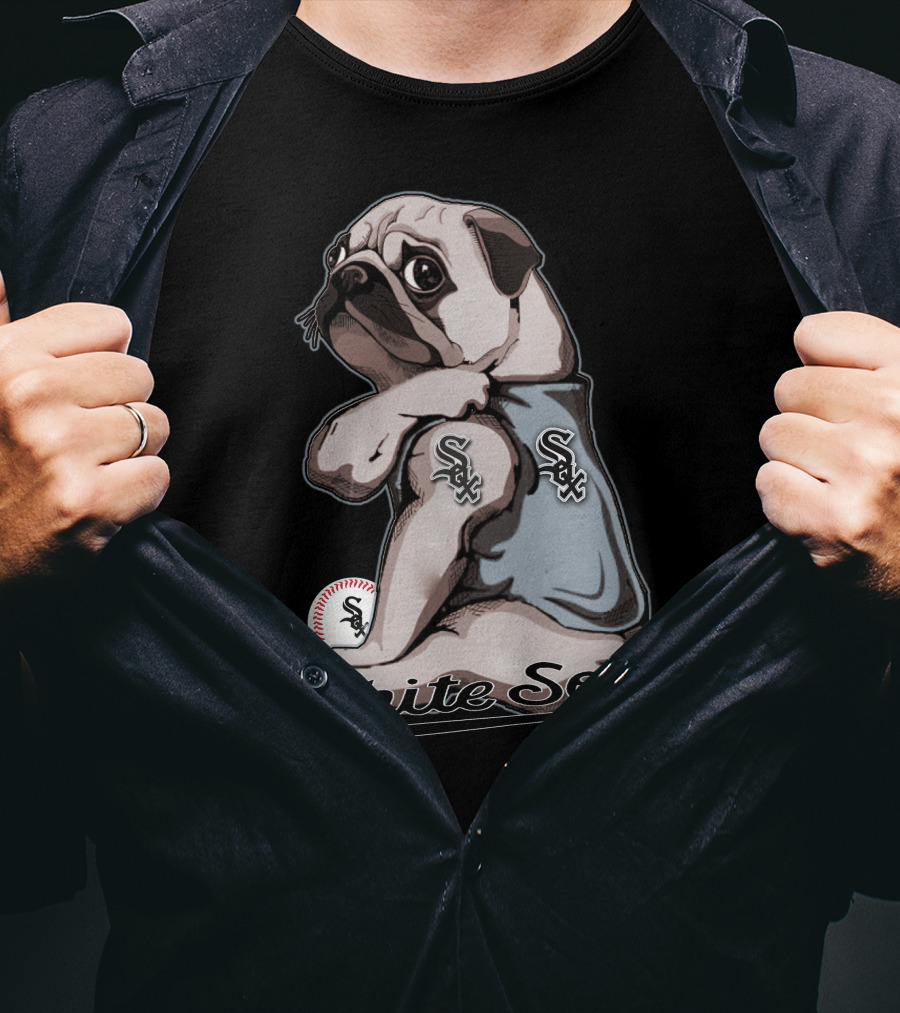 Pug White Sox Baseball Team Fan T-Shirt