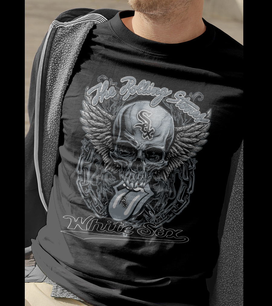 The Rolling Stones White Sox Skull With Wings And Tongue T-Shirt