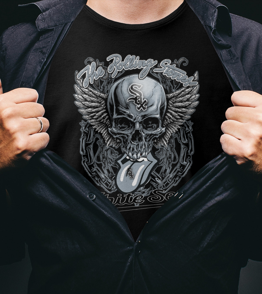 The Rolling Stones White Sox Skull With Wings And Tongue T-Shirt