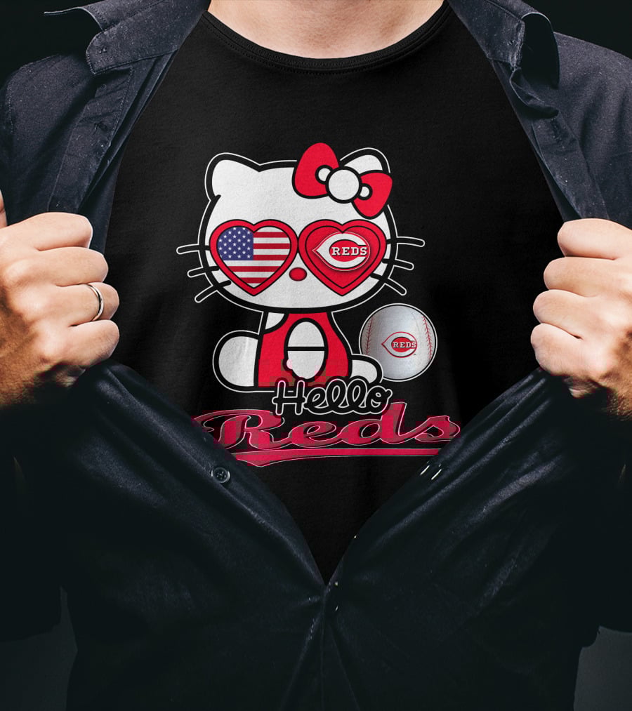 Hello Kitty Reds Cincinnati Baseball America T-Shirt