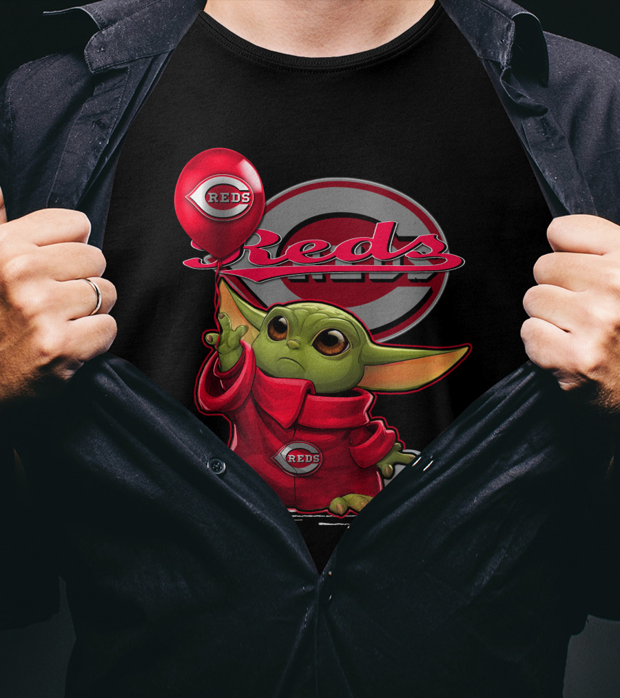 Yoda Cincinnati Reds Red Balloon And Baseball T-Shirt