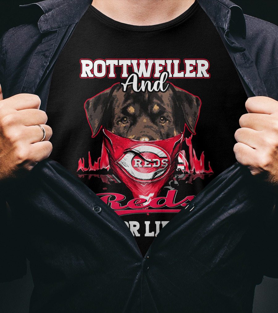Rottweiler And Reds For Life Cincinnati Reds T-Shirt