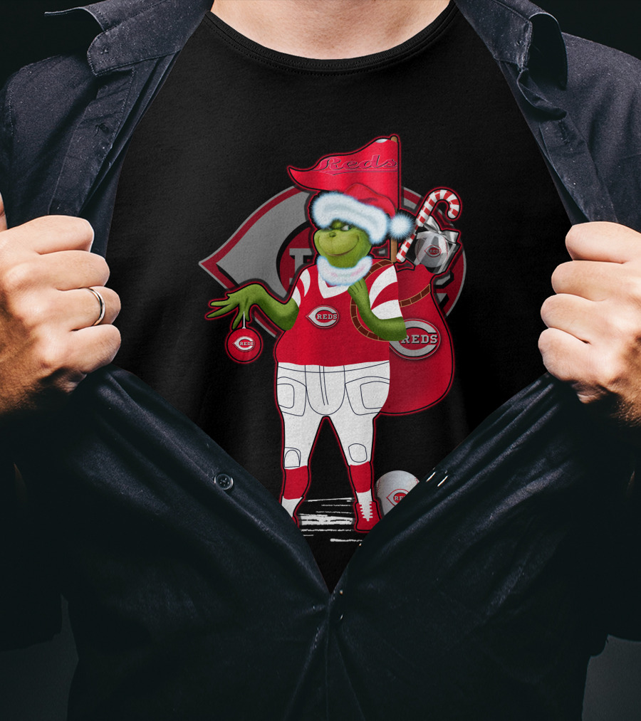 Grinchxmas Cincinnati Reds Holiday Baseball Character T-Shirt