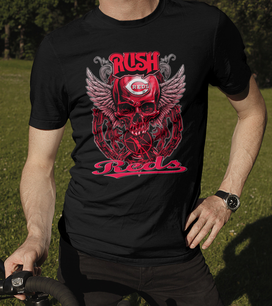 Rush Reds Skull Wings Cincinnati Reds T-Shirt