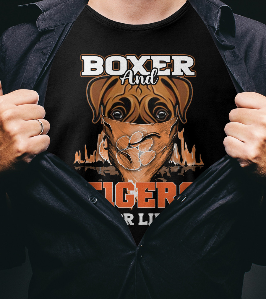 Boxer And Tigers For Life Clemson T-Shirt