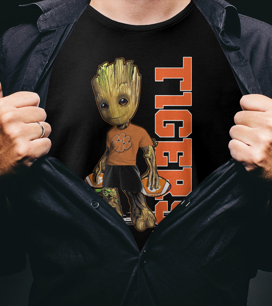 Groot Clemson Tigers Football Fan Marvel Groot And Clemson University Sports Fan Gear T-Shirt