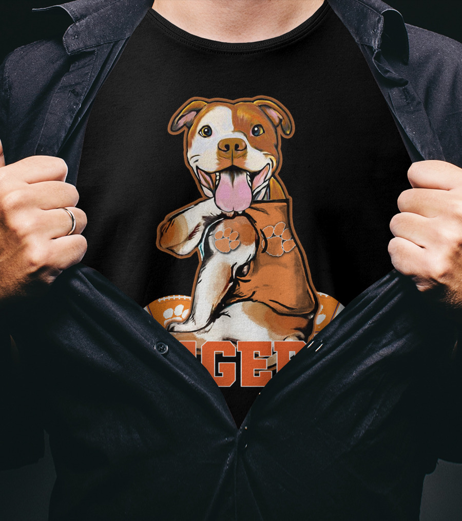 Pitbull Tigers Paw Football Clemson T-Shirt