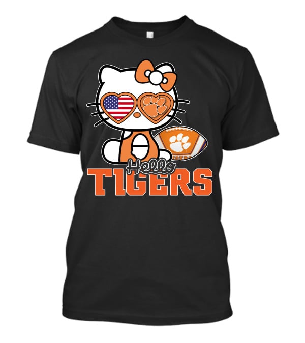 Hello Kitty Clemson Tigers Football USA Bow Paw Prints T-Shirt