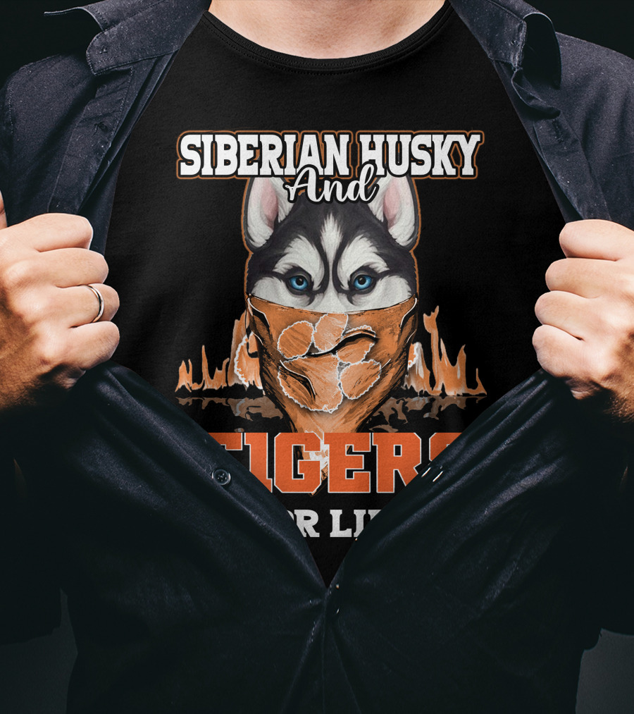 Siberian Husky And Tigers For Life T-Shirt