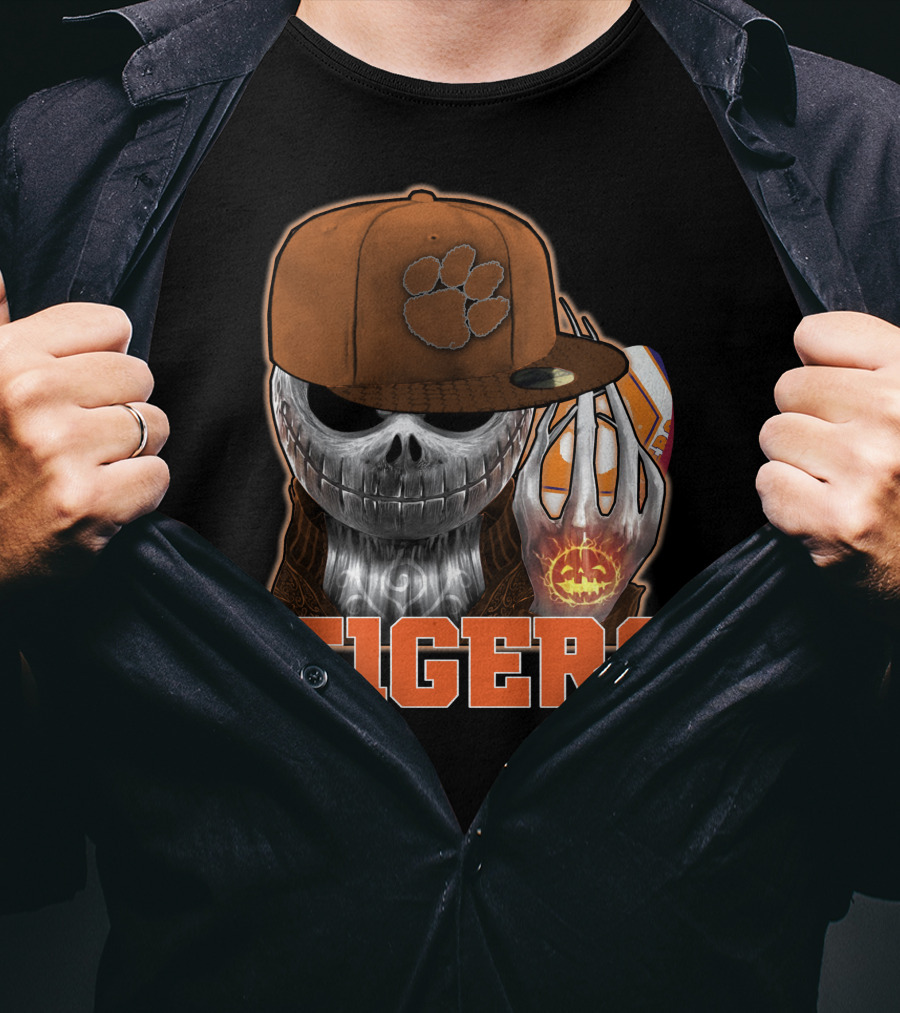 Jackskull Clemson Tigers Halloween Fan Gear T-Shirt