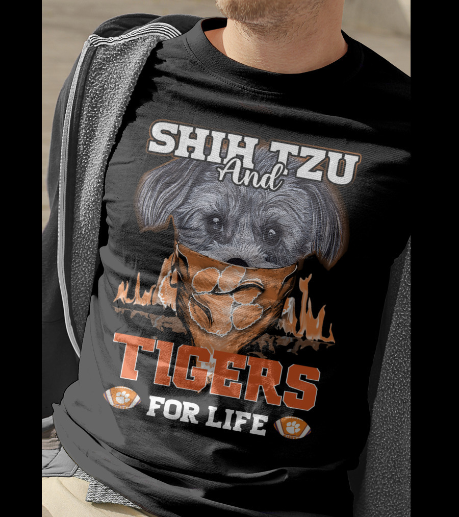 Shih Tzu And Clemson Tigers For Life T-Shirt