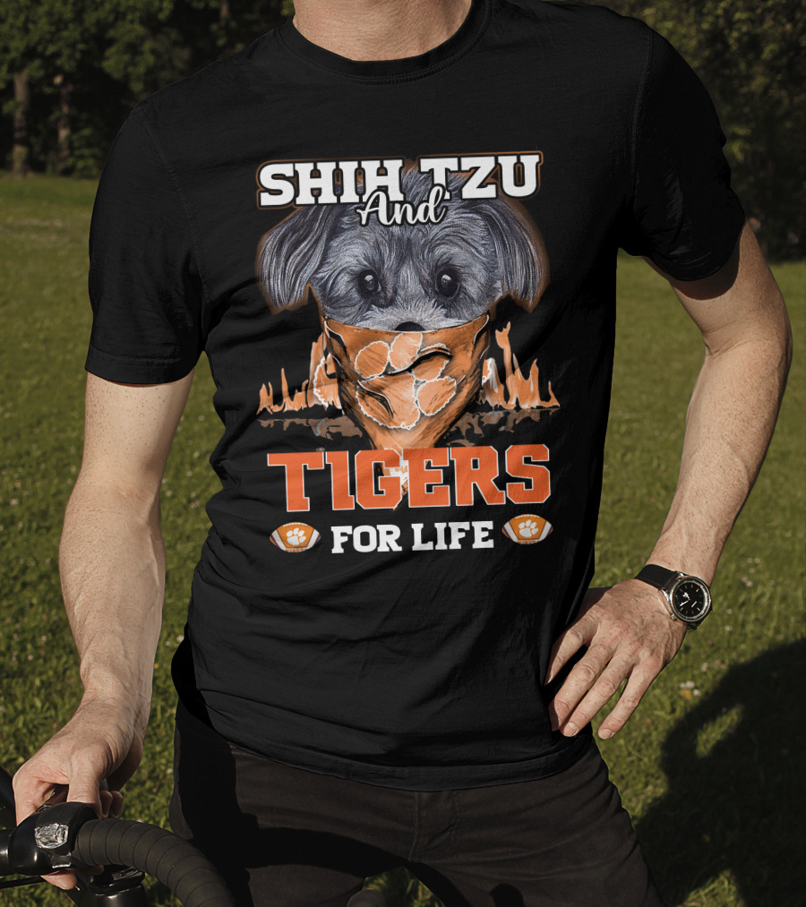 Shih Tzu And Clemson Tigers For Life T-Shirt