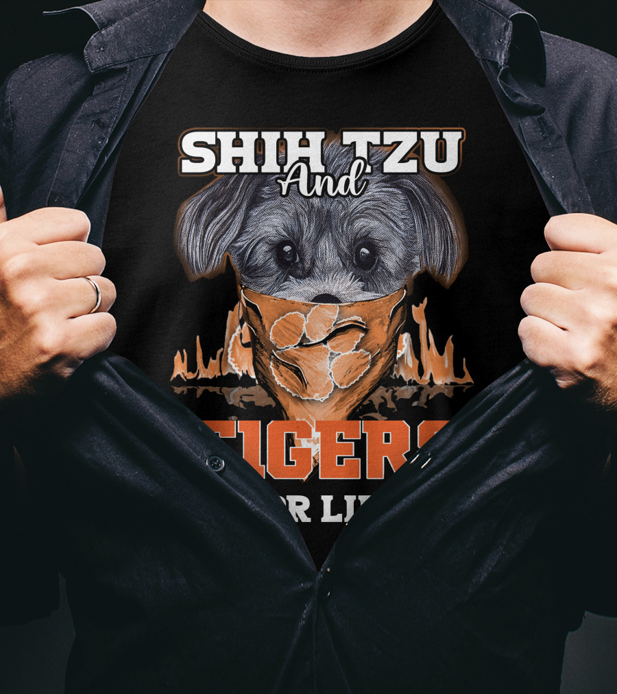 Shih Tzu And Clemson Tigers For Life T-Shirt