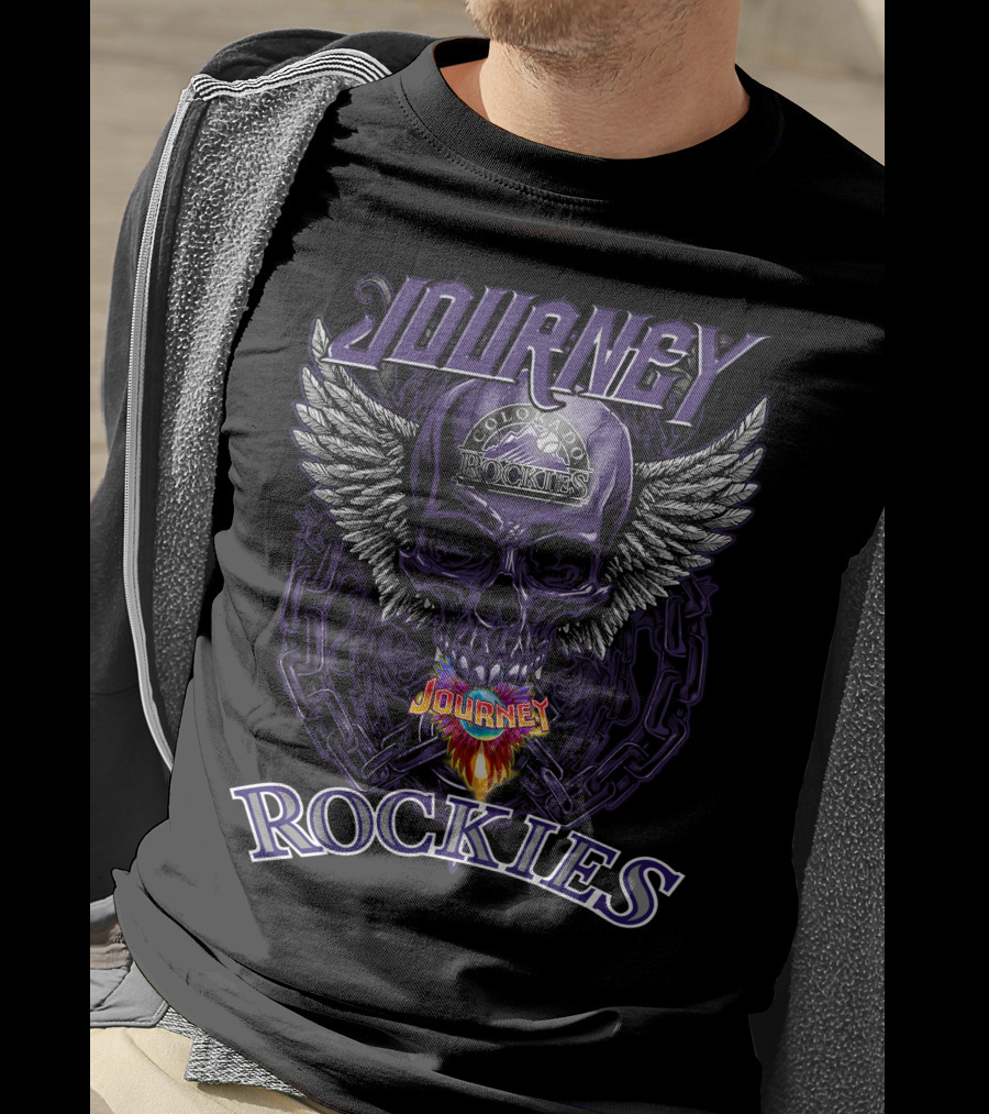 Journey Colorado Rockies Skull With Wings And Chains T-Shirt