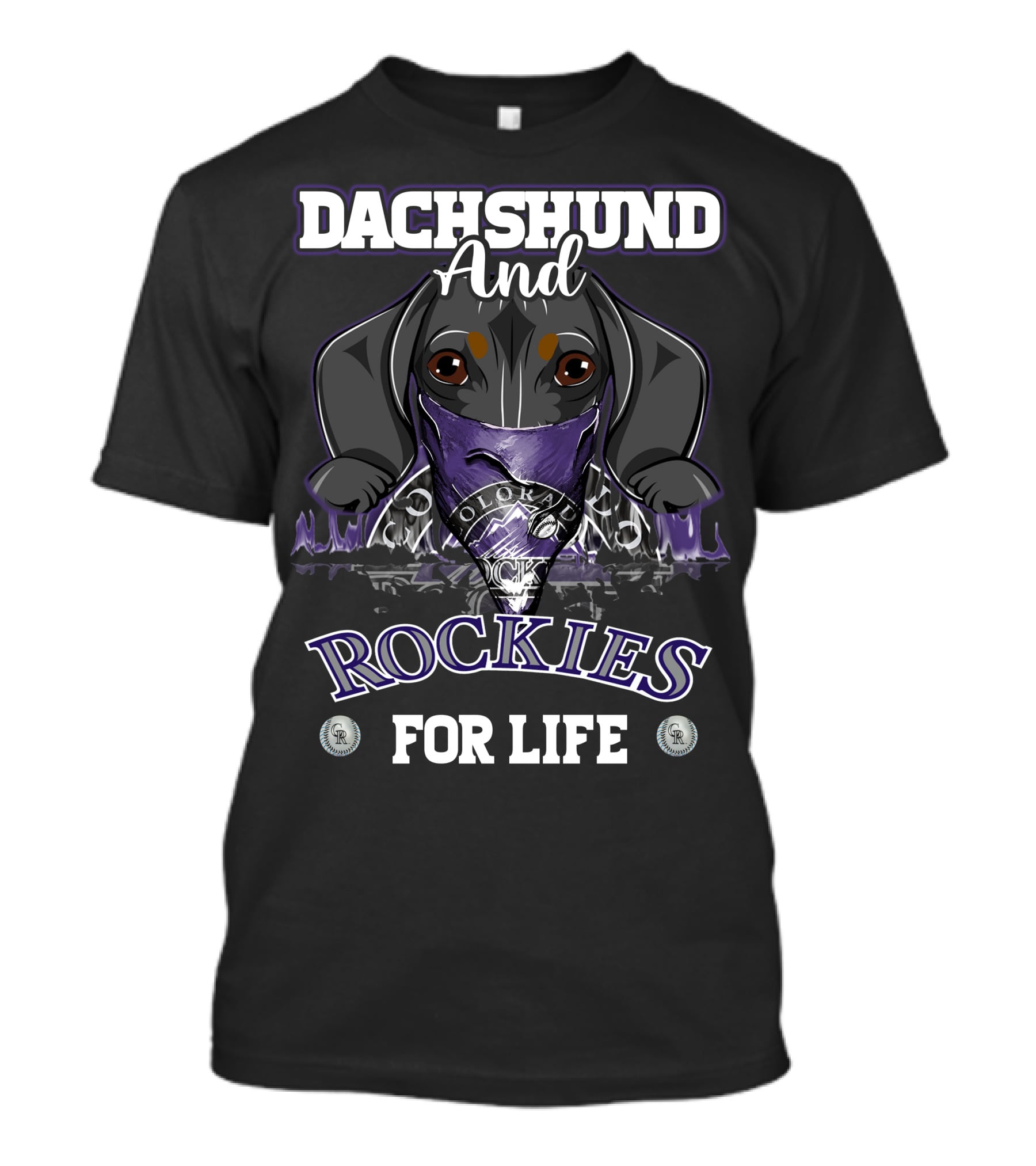 Dachshund And Colorado Rockies For Life T-Shirt