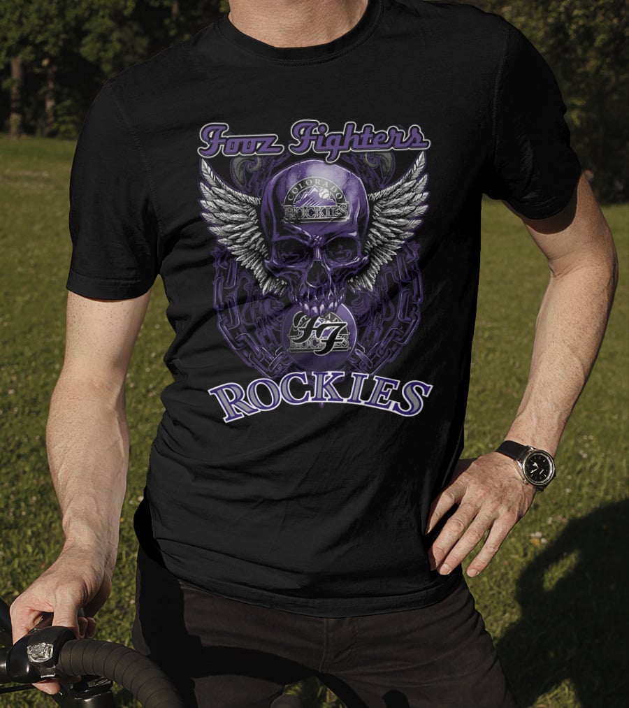 Fooz Fighters Colorado Rockies Skull Wing Chain T-Shirt