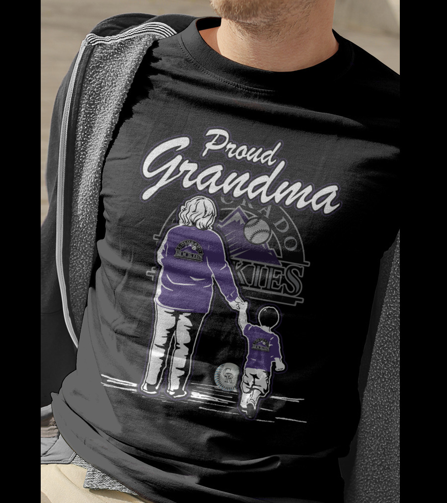 Proud Grandma Colorado Rockies Family Baseball Fan T-Shirt