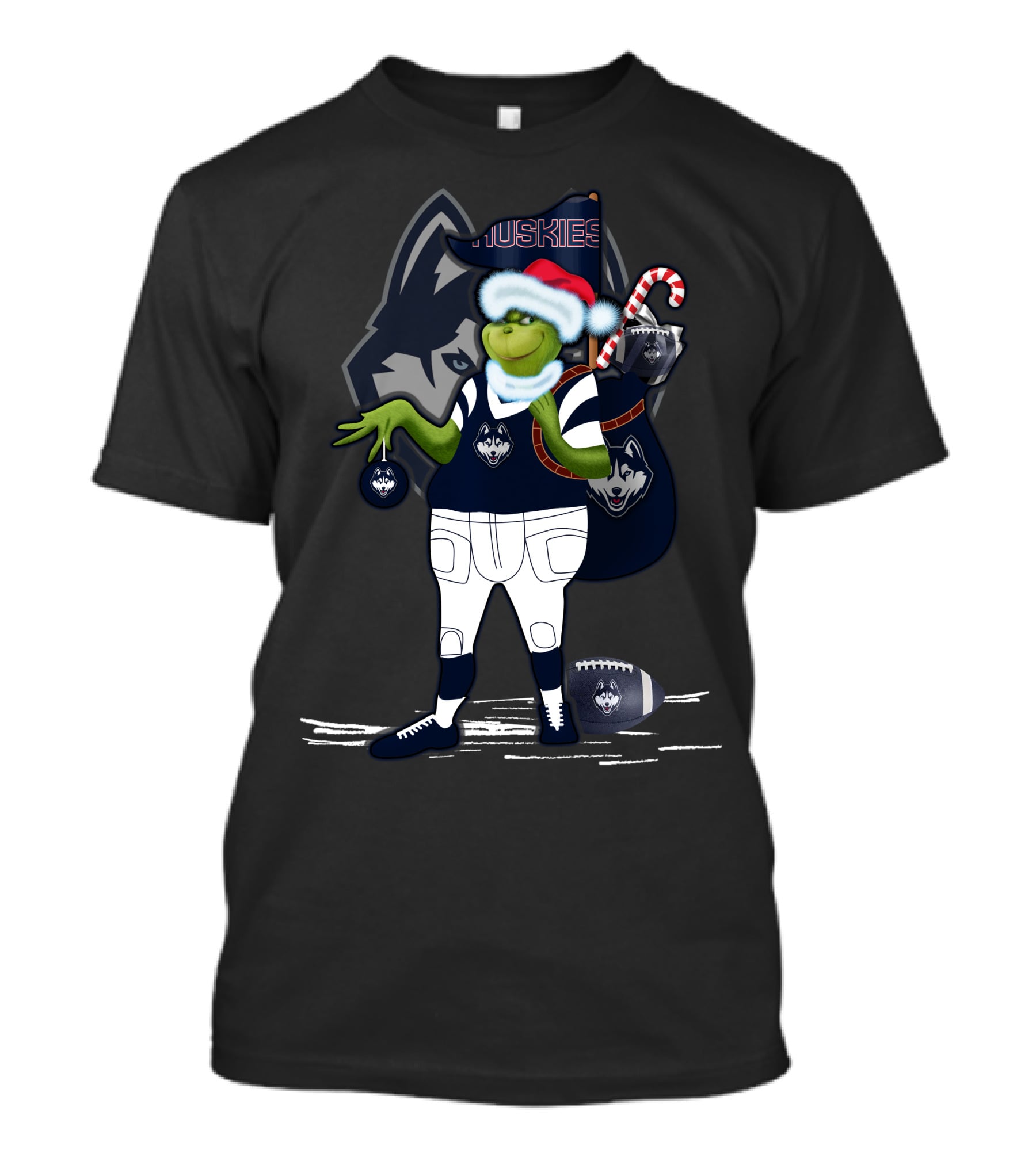 Grinchxmas Connecticut Huskies Football Santa Huskies T-Shirt