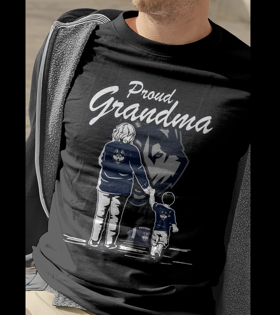 Proud Grandma Connecticut Huskies Football Family Moment T-Shirt