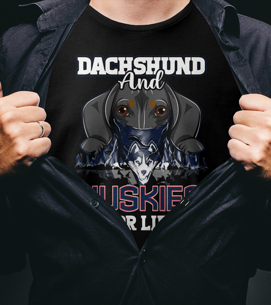 Dachshund And Huskies For Life Connecticut Football T-Shirt