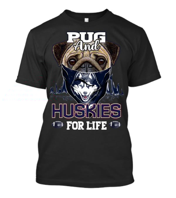 Pug And Huskies For Life Football Fan T-Shirt