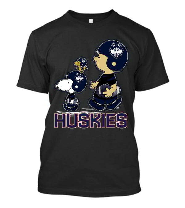 Snpfootball Connecticut Huskies Peanuts Characters In Football Helmets T-Shirt