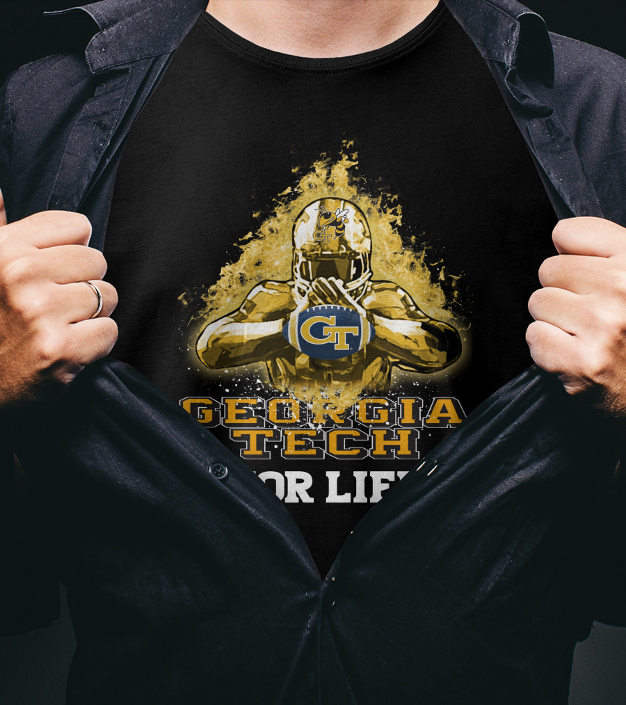 Georgia Tech GT Yellow Jackets Football Helmet For Life T-Shirt