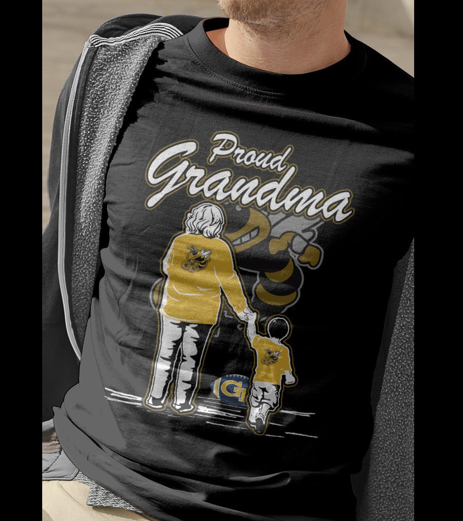 Proud Grandma Georgia Tech Yellow Jackets Buzz Football T-Shirt