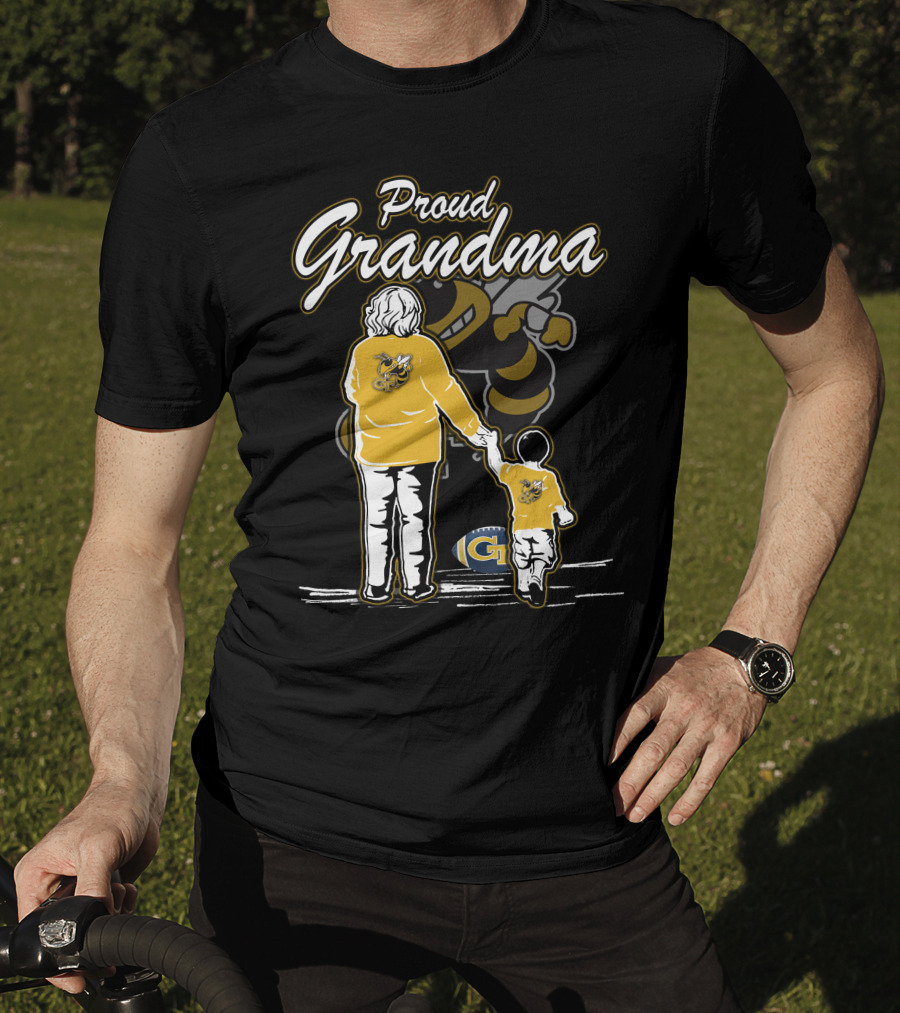 Proud Grandma Georgia Tech Yellow Jackets Buzz Football T-Shirt