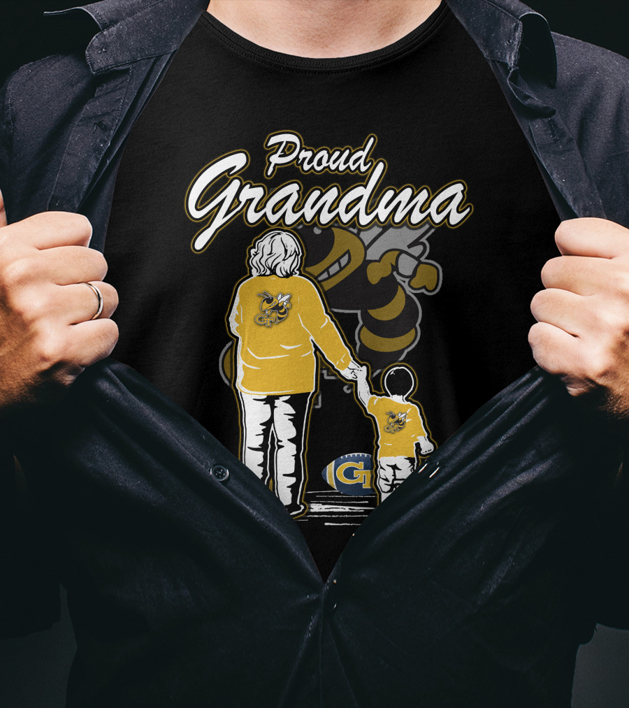 Proud Grandma Georgia Tech Yellow Jackets Buzz Football T-Shirt