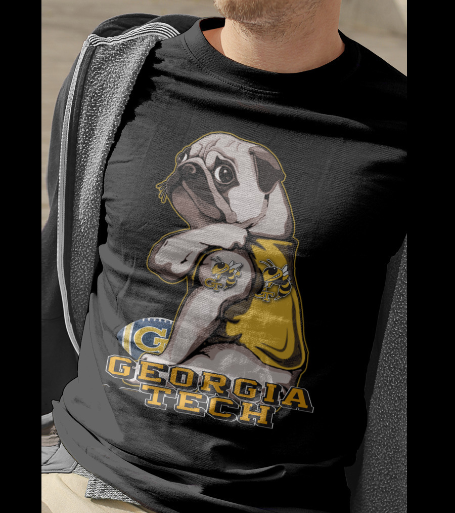 Georgia Tech Yellow Jackets Pug Football T-Shirt