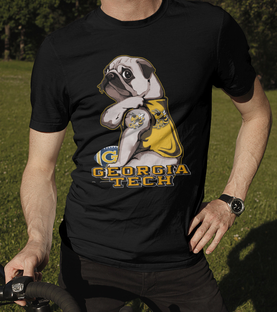 Georgia Tech Yellow Jackets Pug Football T-Shirt