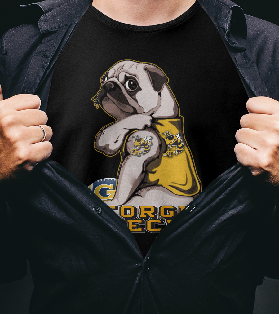 Georgia Tech Yellow Jackets Pug Football T-Shirt