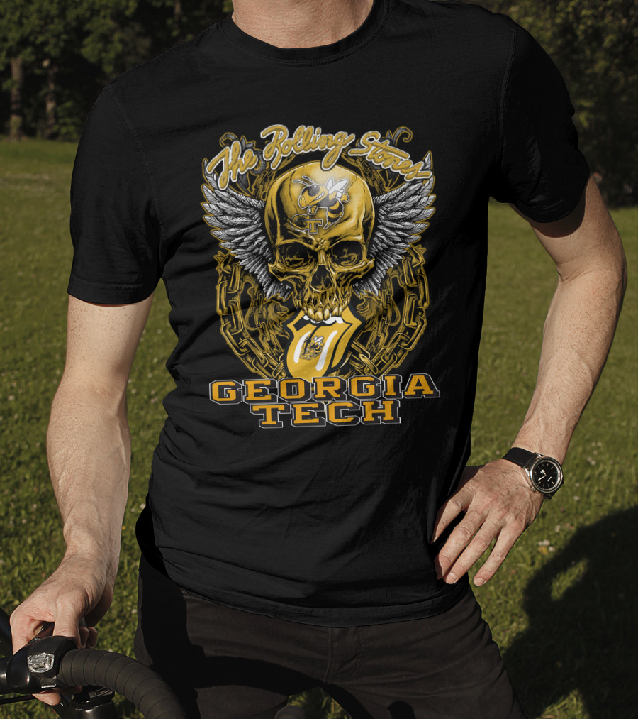 The Rolling Stones Winged Skull Georgia Tech Yellow Jackets T-Shirt