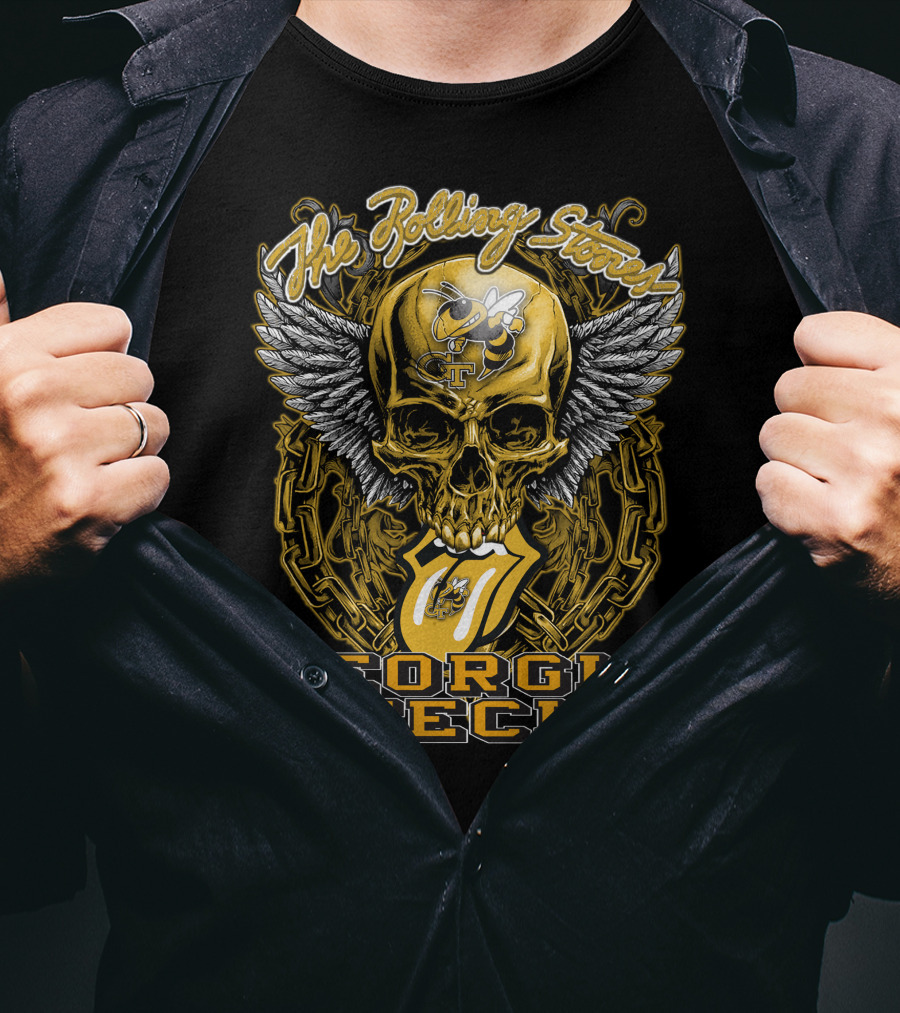 The Rolling Stones Winged Skull Georgia Tech Yellow Jackets T-Shirt