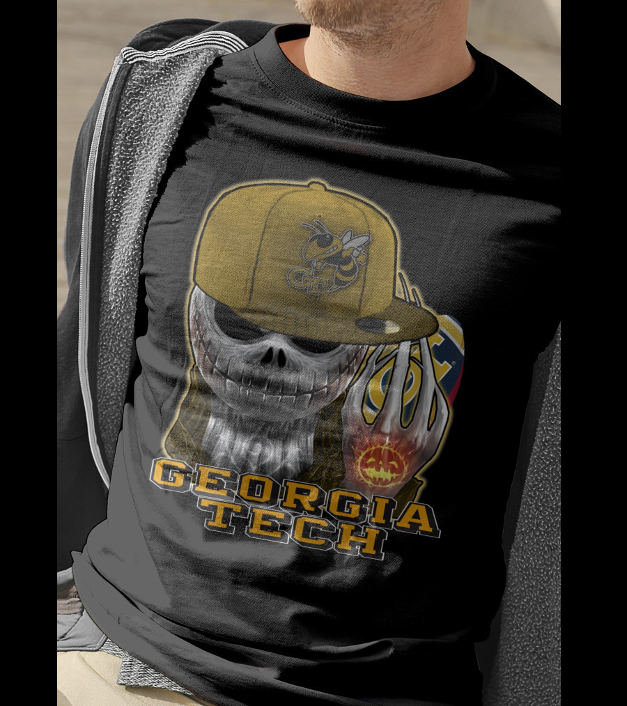 Jackskull Georgia Tech Yellow Jackets Skeleton Skull Halloween T-Shirt