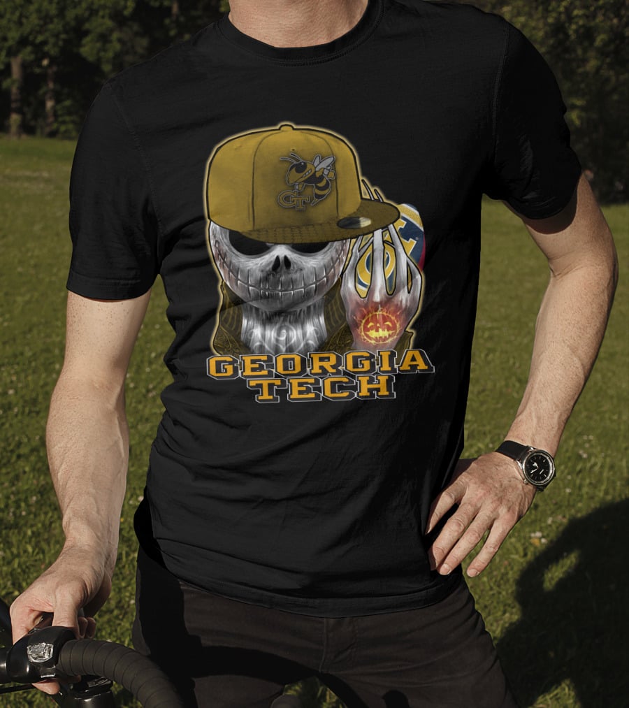 Jackskull Georgia Tech Yellow Jackets Skeleton Skull Halloween T-Shirt