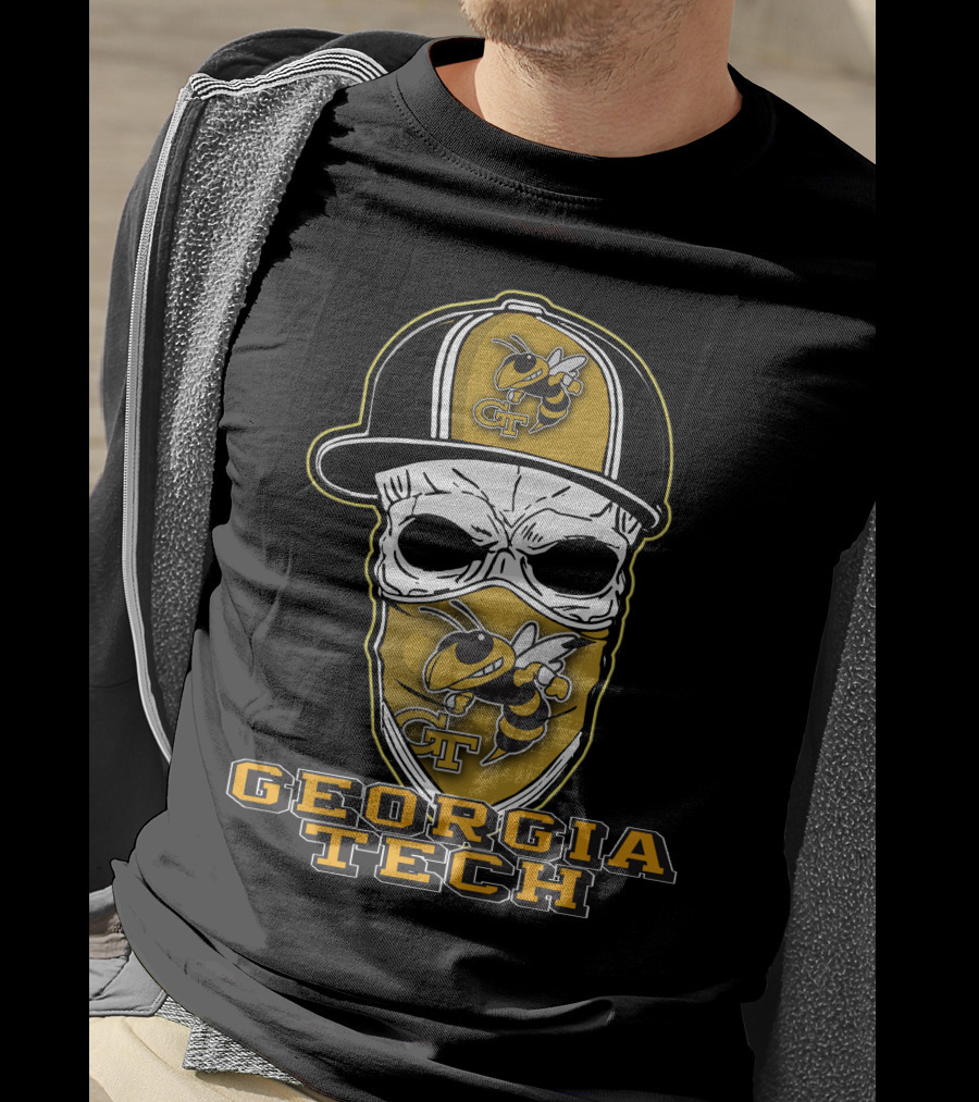 Skull Hat Georgia Tech Yellow Jackets Buzz Mascot T-Shirt