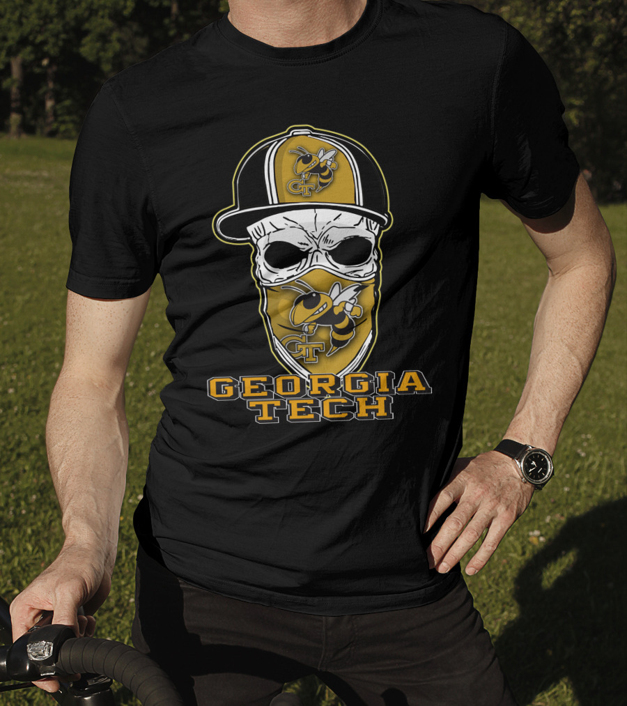 Skull Hat Georgia Tech Yellow Jackets Buzz Mascot T-Shirt