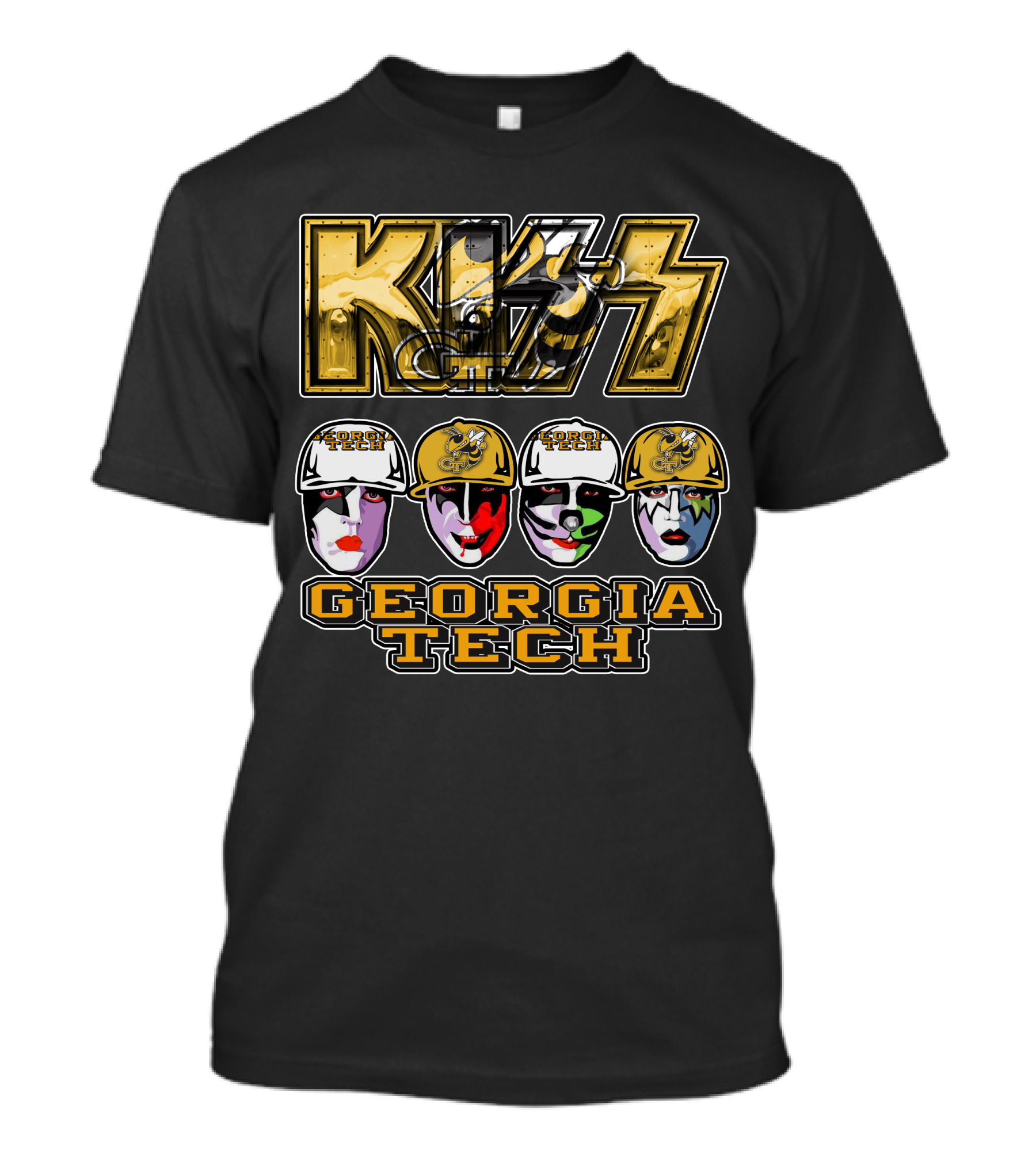 Kiss Georgia Tech Yellow Jackets Faces T-Shirt