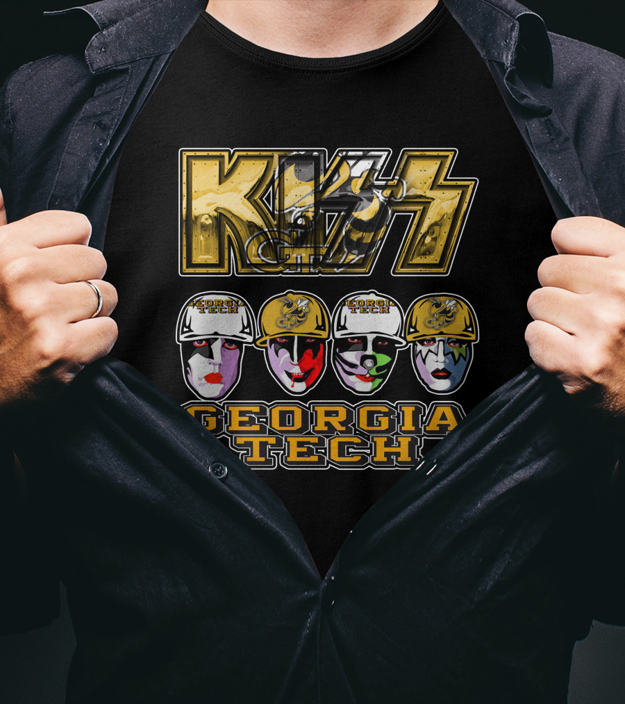 Kiss Georgia Tech Yellow Jackets Faces T-Shirt