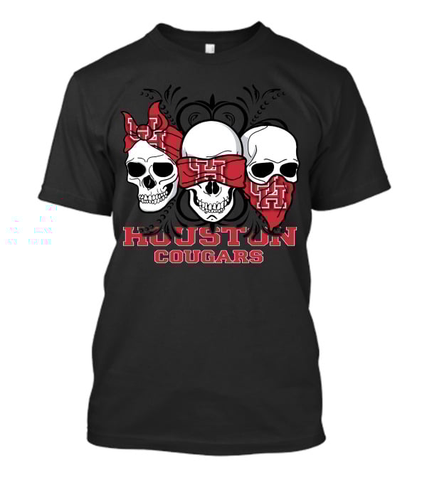 Houston Cougars Three Skulls With UH Bandanas T-Shirt
